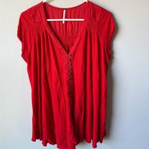 Free People Scarlet Button-Front Blouse